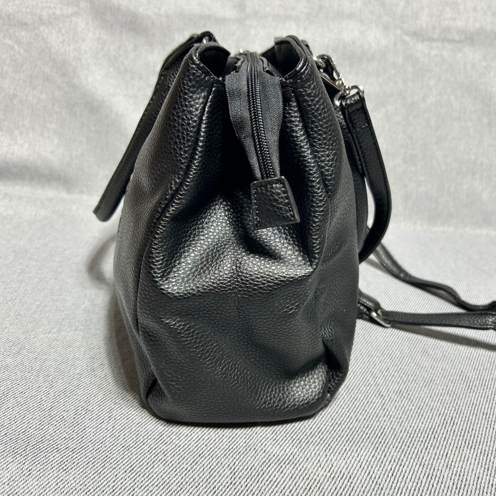 Kate & Alex Cuffaro Satchel Bag Womens OS Black Pebbled Faux Leather Tassel - Picture 3 of 9